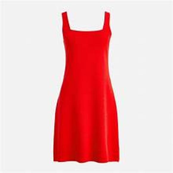 J.Crew Squareneck Mini Sweater-Dress – Belvedere Red – Size L - Picture 1 of 6